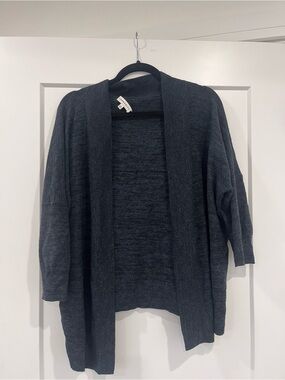 Open-Front Charcoal Women's Cardigan Sweater